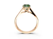 Solitaire Engagement Ring Setting for Fancy Green Cushion Cut Center with Round Cut Channel Band and Prong Head in Rose Gold