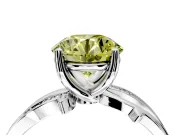 Solitaire Engagement Ring Setting for Fancy Yellow Round Cut Center with Pave and Plain Crossover Band and Prong Head in Sterling Silver