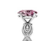 Solitaire Engagement Ring Setting for Fancy Pink Oval Center with Marquise Panel Band and Prong Head in Platinum
