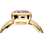 Solitaire Engagement Ring Setting for Fancy Pink Cushion Cut Center with Wide Band and Bezel Head in Yellow Gold