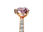 Solitaire Engagement Ring Setting for Fancy Pink Heart-Shaped Center with Micro Pave Band and Prong Head in Rose Gold