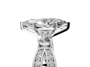 3 Stone Engagement Ring Setting for Marquise Center with Pave Twist Band and Prong Head in Platinum
