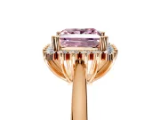 Starburst Halo Engagement Ring Setting for Fancy Pink Princess Cut Center with Thin Round-Wire Band and Prong Head in Rose Gold