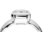 Solitaire Engagement Ring Setting for Radiant Cut Center with Wide Band and Bezel Head in Sterling Silver