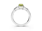 3 Stone Engagement Ring Setting for Fancy Yellow Emerald Cut Center with Baguette Accents and Prong Head in Platinum