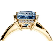 Solitaire Engagement Ring Setting for Fancy Blue Princess Cut Center with Channel-Set Accent Band and Prong Head in Yellow Gold