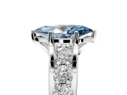 Solitaire Engagement Ring Setting for Fancy Blue Marquise Center with Graduated Shared Prongs and Prong Head in Platinum