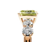 5 Stone Engagement Ring Setting for Fancy Yellow Radiant Cut Center with Graduated Accents and Prong Head in Rose Gold