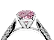 Solitaire Engagement Ring Setting for Fancy Pink Cushion Cut Center with Multi-Row Accents and Prong Head in Sterling Silver