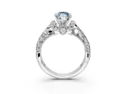Solitaire Engagement Ring Setting for Fancy Blue Marquise Center with Filigree Accent Basket and Prong Head in Platinum