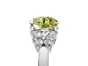 Solitaire Engagement Ring Setting for Fancy Yellow Round Cut Center with Marquise Flower Shoulders and Prong Head in White Gold