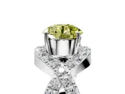 Halo Engagement Ring Setting for Fancy Yellow Round Cut Center with Pave Infinity Twist Band and Prong Head in Platinum