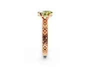 Solitaire Engagement Ring Setting for Fancy Yellow Oval Center with Milgrain X Pattern Band and Prong Head in Rose Gold
