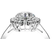 Starburst Halo Engagement Ring Setting for Round Cut Center with Flat Cathedral Band and Prong Head in Sterling Silver
