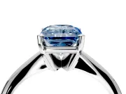 Solitaire Engagement Ring Setting for Fancy Blue Radiant Cut Center with Knife Ridge Band and Claw Prong Head in Sterling Silver