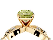 Solitaire Engagement Ring Setting for Fancy Yellow Radiant Cut Center with Criss-Cross Accent Band and Prong Head in Yellow Gold