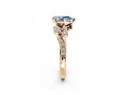 Solitaire Engagement Ring Setting for Fancy Blue Pear-Shaped Center with Marquise Accent Twist Band and Prong Head in Rose Gold