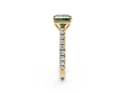 Solitaire Engagement Ring Setting for Fancy Green Princess Cut Center with Large Accent Band and Prong Head in Yellow Gold