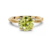 Solitaire Engagement Ring Setting for Fancy Yellow Round Cut Center with Twist Band and Bead Prong Head in Yellow Gold