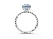 Solitaire Engagement Ring Setting for Fancy Blue Princess Cut Center with Plain Twisted Rope Band and Prong Head in White Gold