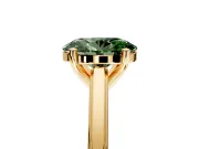Solitaire Engagement Ring Setting for Fancy Green Oval Center with Flat-Sided Plain Band and Prong Head in Yellow Gold