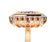 Halo Engagement Ring Setting for Fancy Pink Princess Cut Center with Milgrain Bezel Rim, Plain Band and Prong Head in Rose Gold