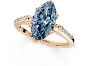 Solitaire Engagement Ring Setting for Fancy Blue Marquise Center with Channel Accents and Prong Head in Rose Gold