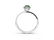 Solitaire Engagement Ring Setting for Fancy Green Marquise Center with Pave Accents and Prong Head in White Gold