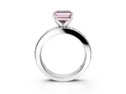 Solitaire Engagement Ring Setting for Fancy Pink Asscher Cut Center with Channel-Set Accents and Prong Head in Sterling Silver