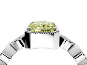 Vintage Station Engagement Ring Setting for Fancy Yellow Radiant Cut Center with Accents and Prong Head in Platinum