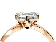Solitaire Engagement Ring Setting for Asscher Cut Center with Plain Split Shank and Prong Head in Rose Gold