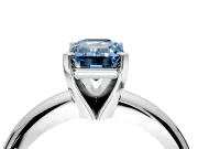 Solitaire Engagement Ring Setting for Fancy Blue Emerald Cut Center with Wire Band and Prong Head in White Gold