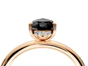 Hidden Halo Engagement Ring Setting for Fancy Black Pear-Shaped Center with Thin Rounded Band and Prong Head in Rose Gold