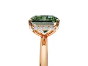 Solitaire Engagement Ring Setting for Fancy Green Radiant Cut Center with Plain Band, Open Basket and Prong Head in Rose Gold