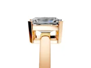 Solitaire Engagement Ring Setting for Emerald Cut Center with Plain Band and Flat Tab Prong Head in Rose Gold
