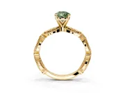 Solitaire Engagement Ring Setting for Fancy Green Pear-Shaped Center with Marquise Panel Band and Prong Head in Yellow Gold