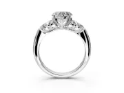 Cluster Engagement Ring Setting for Heart-Shaped Center with Round Cut Accent Frame and Prong Head in Platinum
