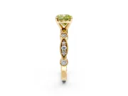 Solitaire Engagement Ring Setting for Fancy Yellow Cushion Cut Center with Milgrain Bezel Accents and Prong Head in Yellow Gold