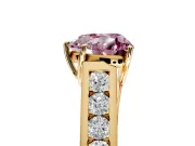 Solitaire Engagement Ring Setting for Fancy Pink Heart-Shaped Center with Cathedral Channel Band and Prong Head in Yellow Gold