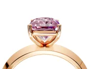 Solitaire Engagement Ring Setting for Fancy Pink Radiant Cut Center with Wide Knife Ridge Band and Prong Head in Rose Gold