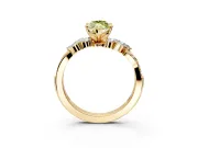 Solitaire Engagement Ring Setting for Fancy Yellow Marquise Center with Marquise Accent Twist Band and Prong Head in Yellow Gold