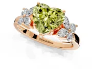 Floral Engagement Ring Setting for Fancy Yellow Heart-Shaped Center with Marquise Cluster Shoulders and Prong Head in Rose Gold