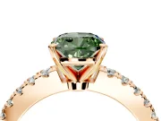 Solitaire Engagement Ring Setting for Fancy Green Cushion Cut Center with Single Row Accent Band and Prong Head in Rose Gold