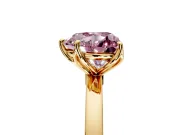 Solitaire Engagement Ring Setting for Fancy Pink Heart-Shaped Center with Thin Rounded Plain Band and Prong Head in Yellow Gold