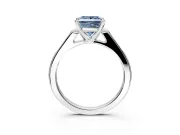 Solitaire Engagement Ring Setting for Fancy Blue Princess Cut Center with Channel Accents and Prong Head in Sterling Silver
