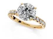 Solitaire Engagement Ring Setting for Round Cut Center with Large Accents and Prong Head in Yellow Gold