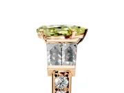 Channel-Set Engagement Ring Setting for Fancy Yellow Pear-Shaped Center with Baguette Band and Prong Head in Rose Gold