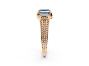 Solitaire Engagement Ring Setting for Fancy Blue Asscher Cut Center with Accented Split Shank and Prong Head in Rose Gold