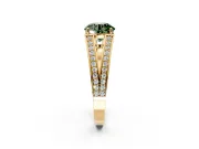 Split Shank Engagement Ring Setting for Fancy Green Round Cut Center with Pave Split Shank and Prong Head in Yellow Gold