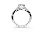 Solitaire Engagement Ring Setting for Cushion Cut Center with Reverse Tapered Band and Prong Head in Sterling Silver
